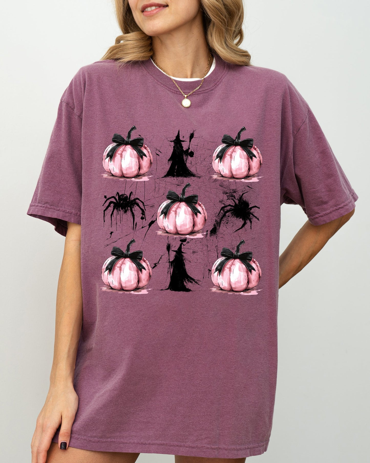 Witch, Spiders, Pumpkins, Spooky Coquette Ribbons and Bows, Halloween, Autumn, Fall Shirt Comfort Colors T-Shirt