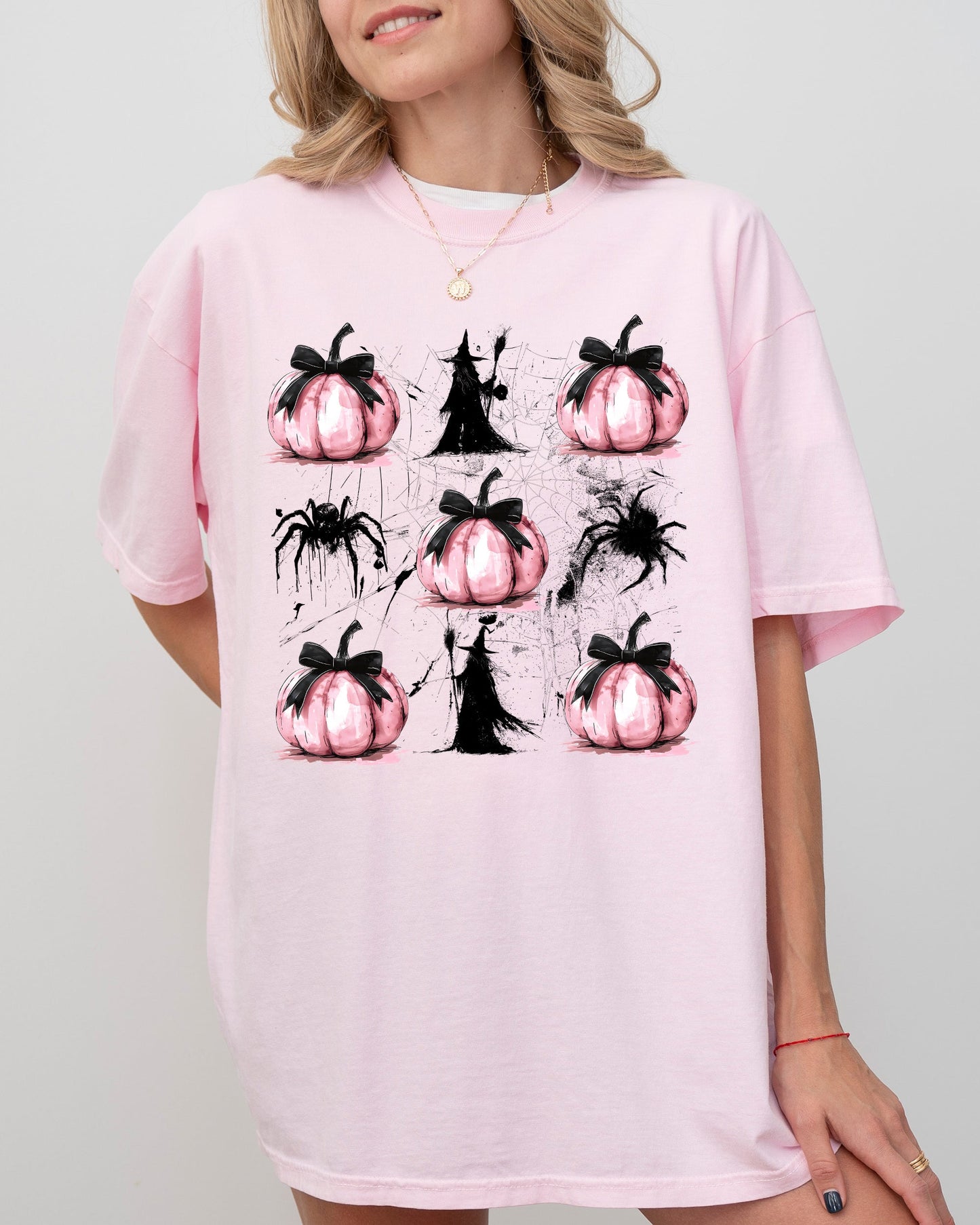Witch, Spiders, Pumpkins, Spooky Coquette Ribbons and Bows, Halloween, Autumn, Fall Shirt Comfort Colors T-Shirt