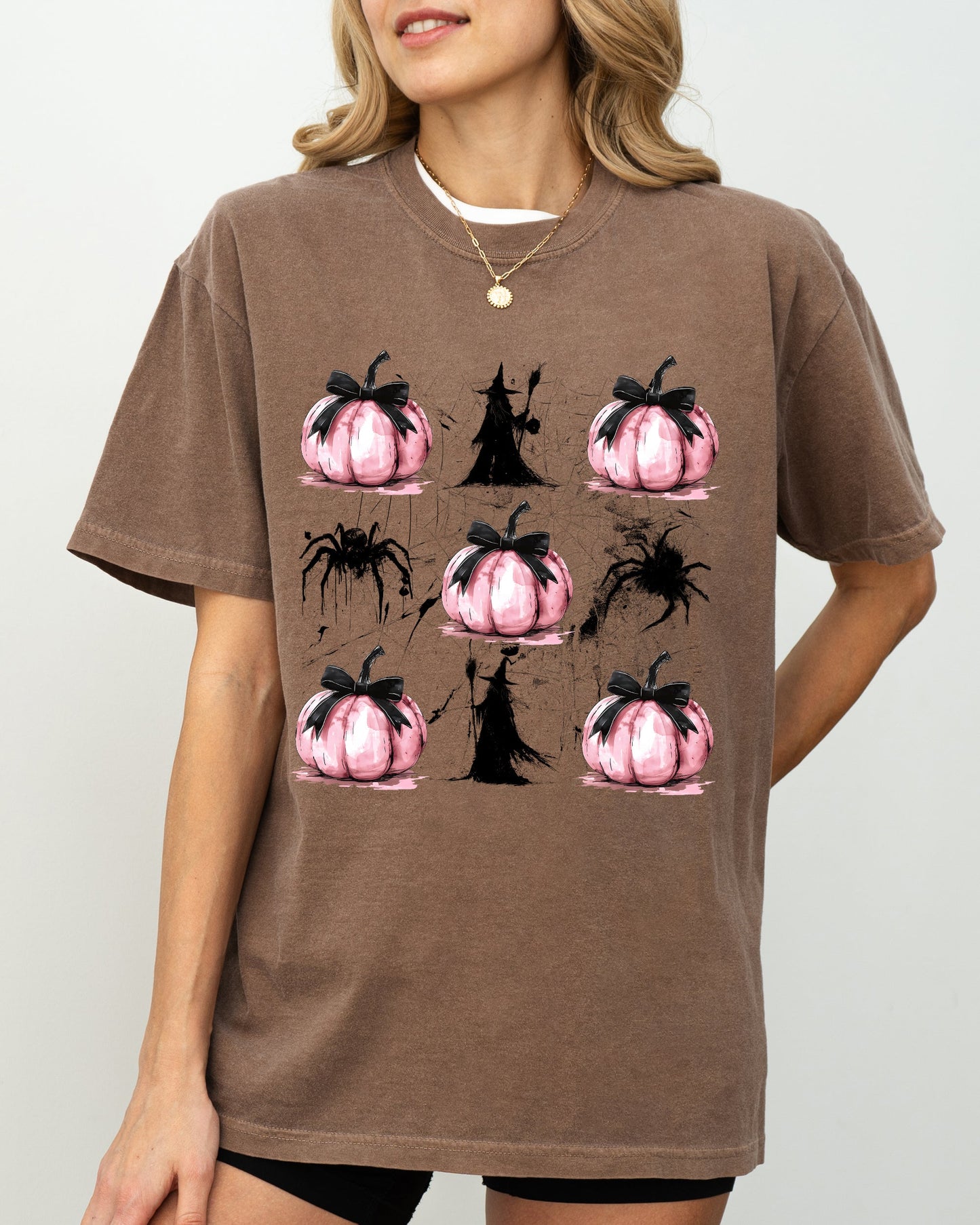 Witch, Spiders, Pumpkins, Spooky Coquette Ribbons and Bows, Halloween, Autumn, Fall Shirt Comfort Colors T-Shirt