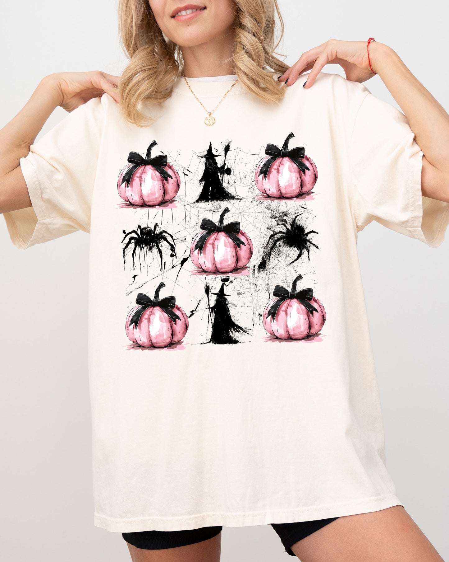 Witch, Spiders, Pumpkins, Spooky Coquette Ribbons and Bows, Halloween, Autumn, Fall Shirt Comfort Colors T-Shirt