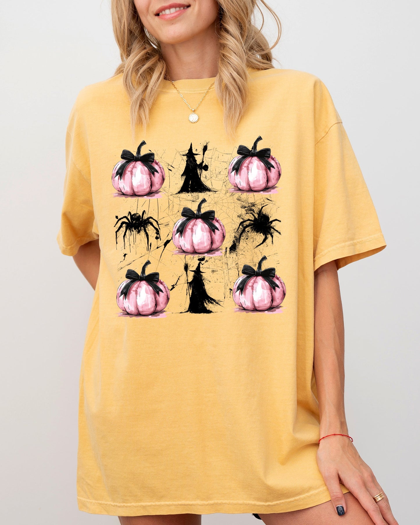Witch, Spiders, Pumpkins, Spooky Coquette Ribbons and Bows, Halloween, Autumn, Fall Shirt Comfort Colors T-Shirt