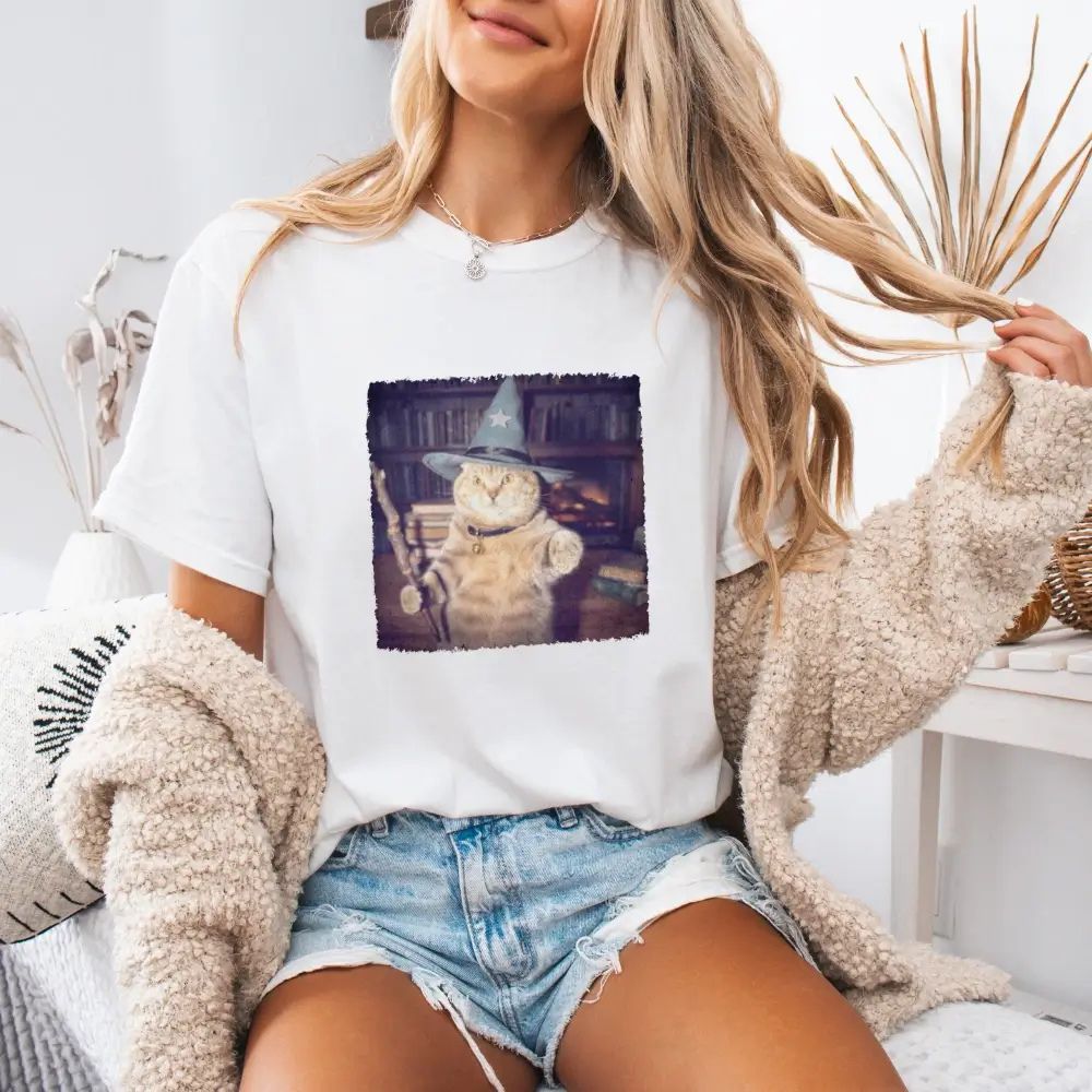 Wizard Cat Halloween Shirt – Funny Cat Meme Graphic Tee