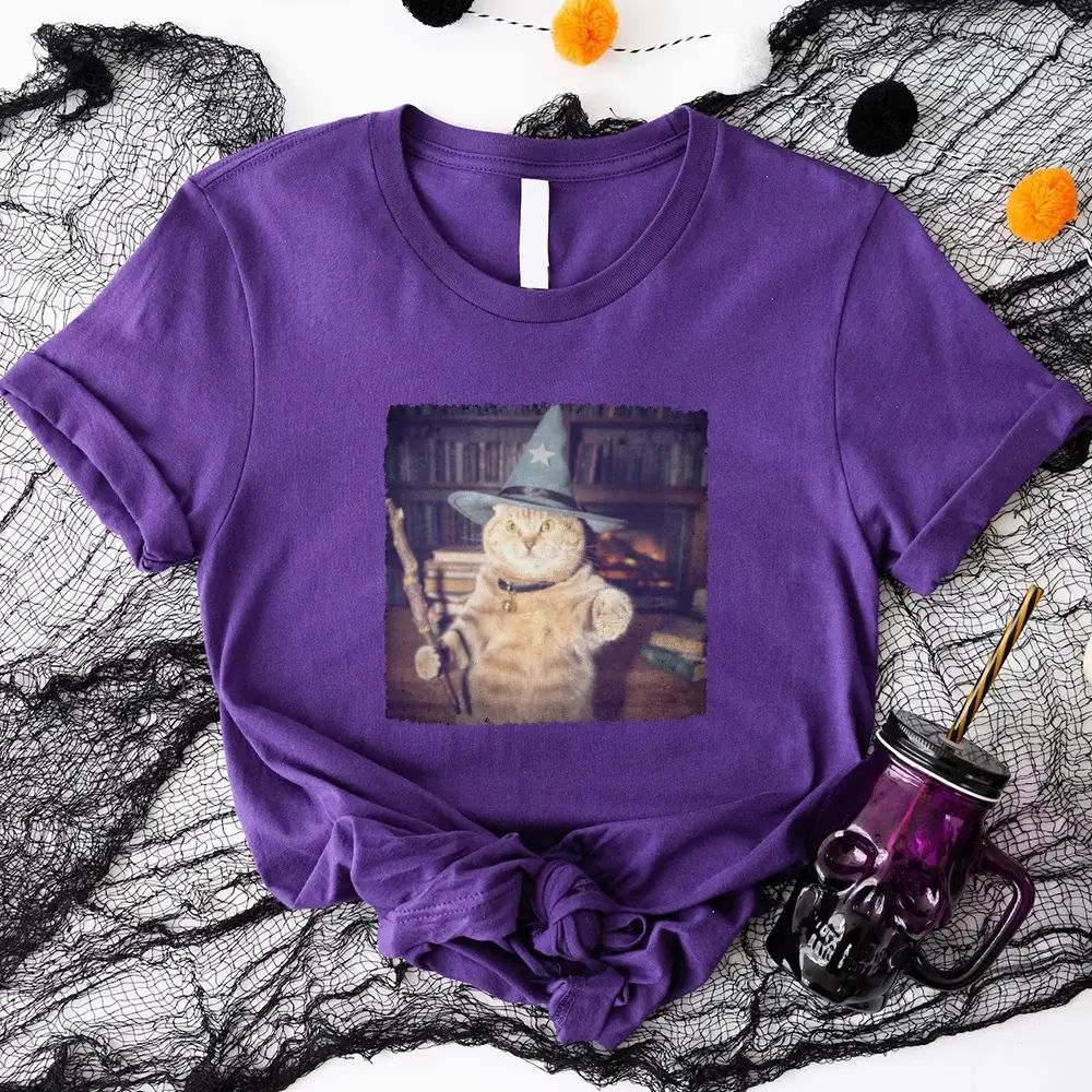 Wizard Cat Halloween Shirt – Funny Cat Meme Graphic Tee