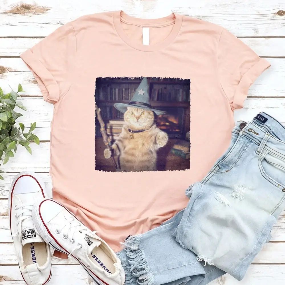 Wizard Cat Halloween Shirt – Funny Cat Meme Graphic Tee