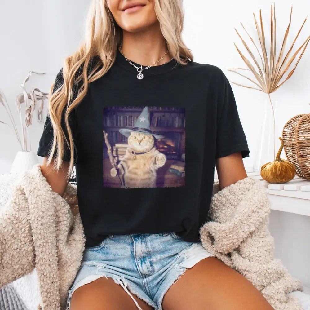 Wizard Cat Halloween Shirt – Funny Cat Meme Graphic Tee