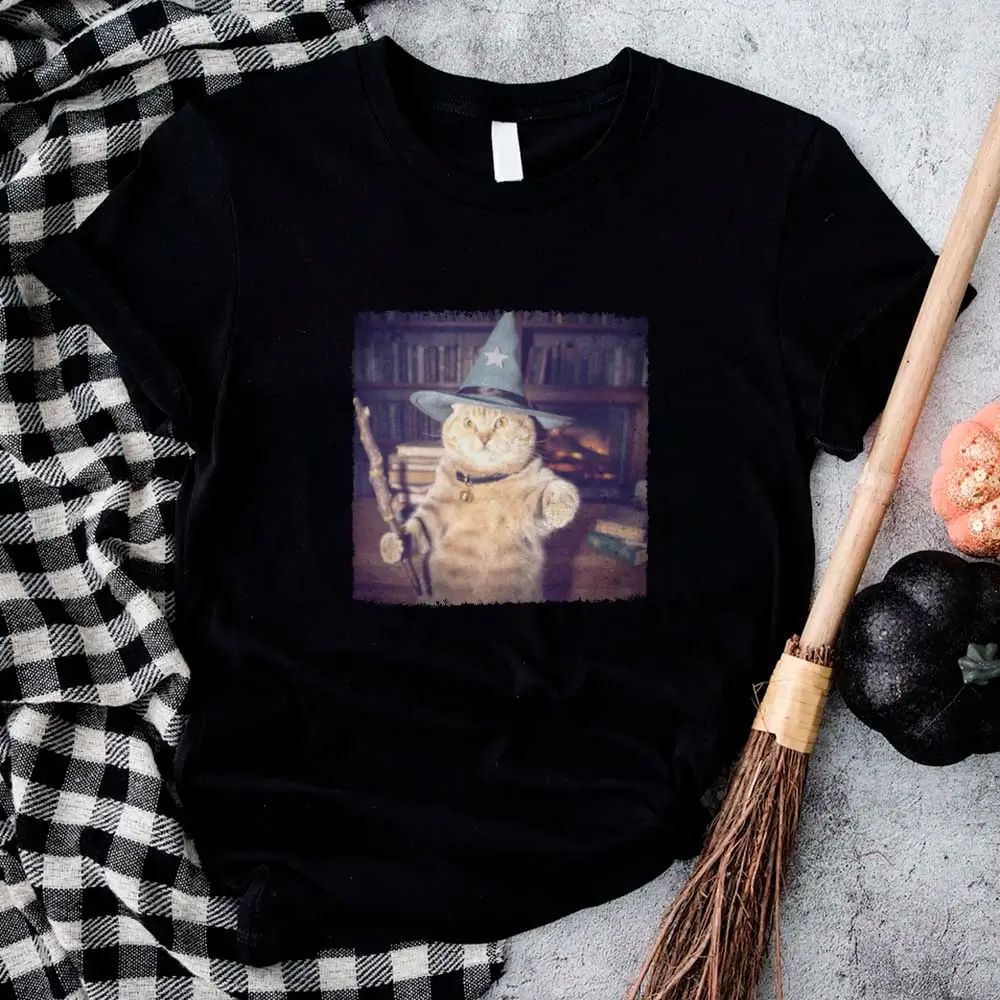 Wizard Cat Halloween Shirt – Funny Cat Meme Graphic Tee
