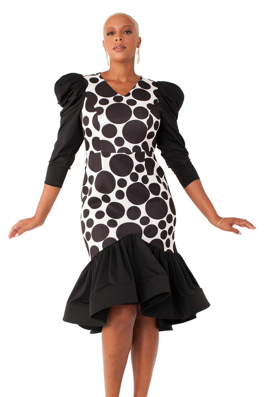Women Dress Black and White Flared Style Scuba Fabric For Her NY