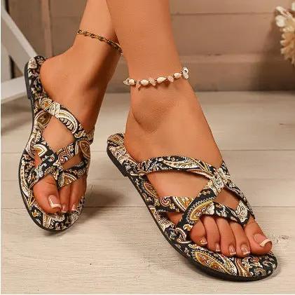 Boho Printed Flat Slippers Lightweight Women’s Slippers