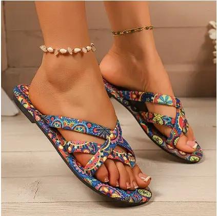Boho Printed Flat Slippers Lightweight Women’s Slippers