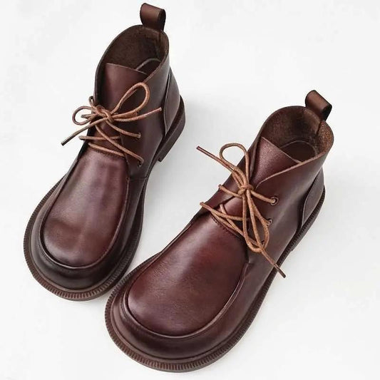 Women’s Chunky Big-Toe Ankle Boots Pure Leather