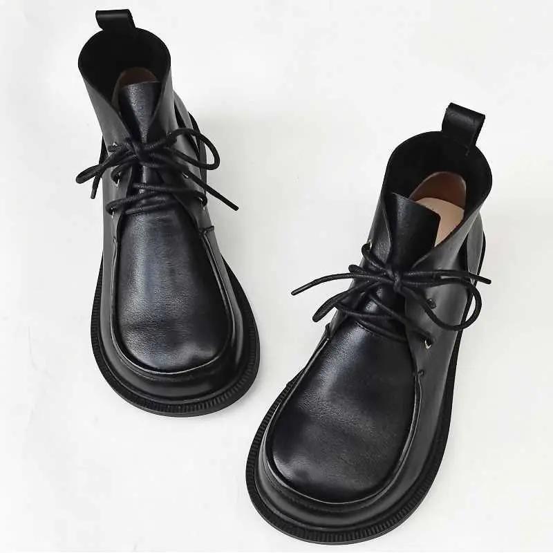 Women’s Chunky Big-Toe Ankle Boots Pure Leather