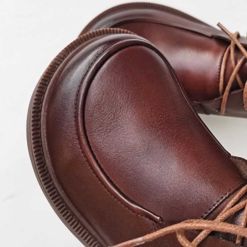 Women’s Chunky Big-Toe Ankle Boots Pure Leather
