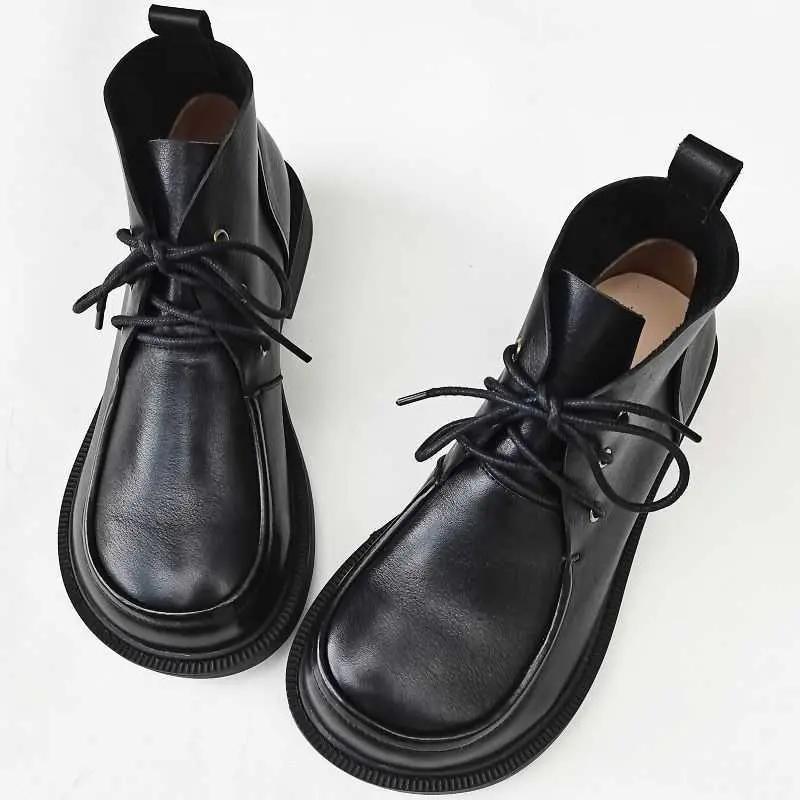Women’s Chunky Big-Toe Ankle Boots Pure Leather