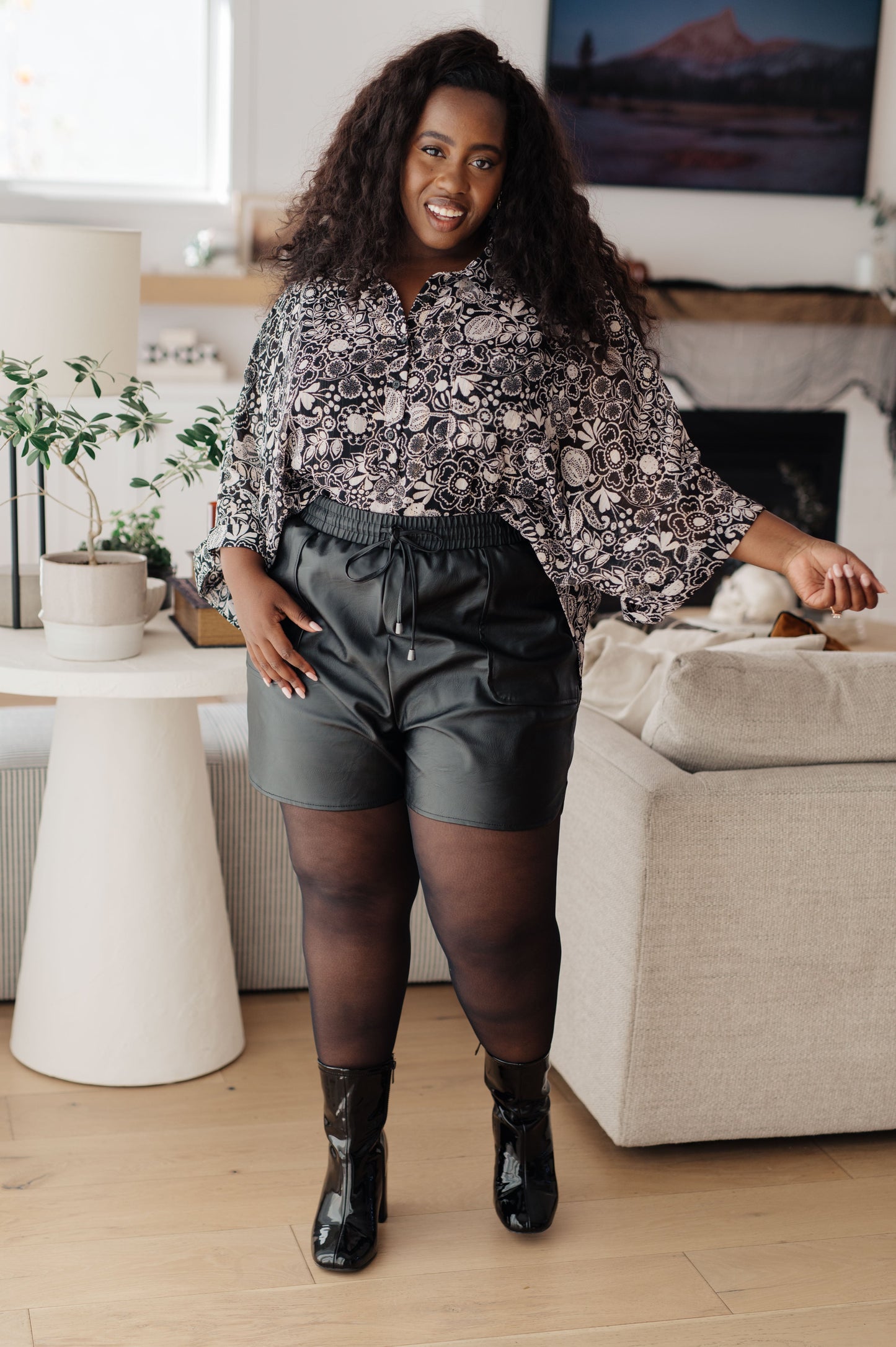 Faux Leather High Rise Tulip Hem Shorts Thought That Counts