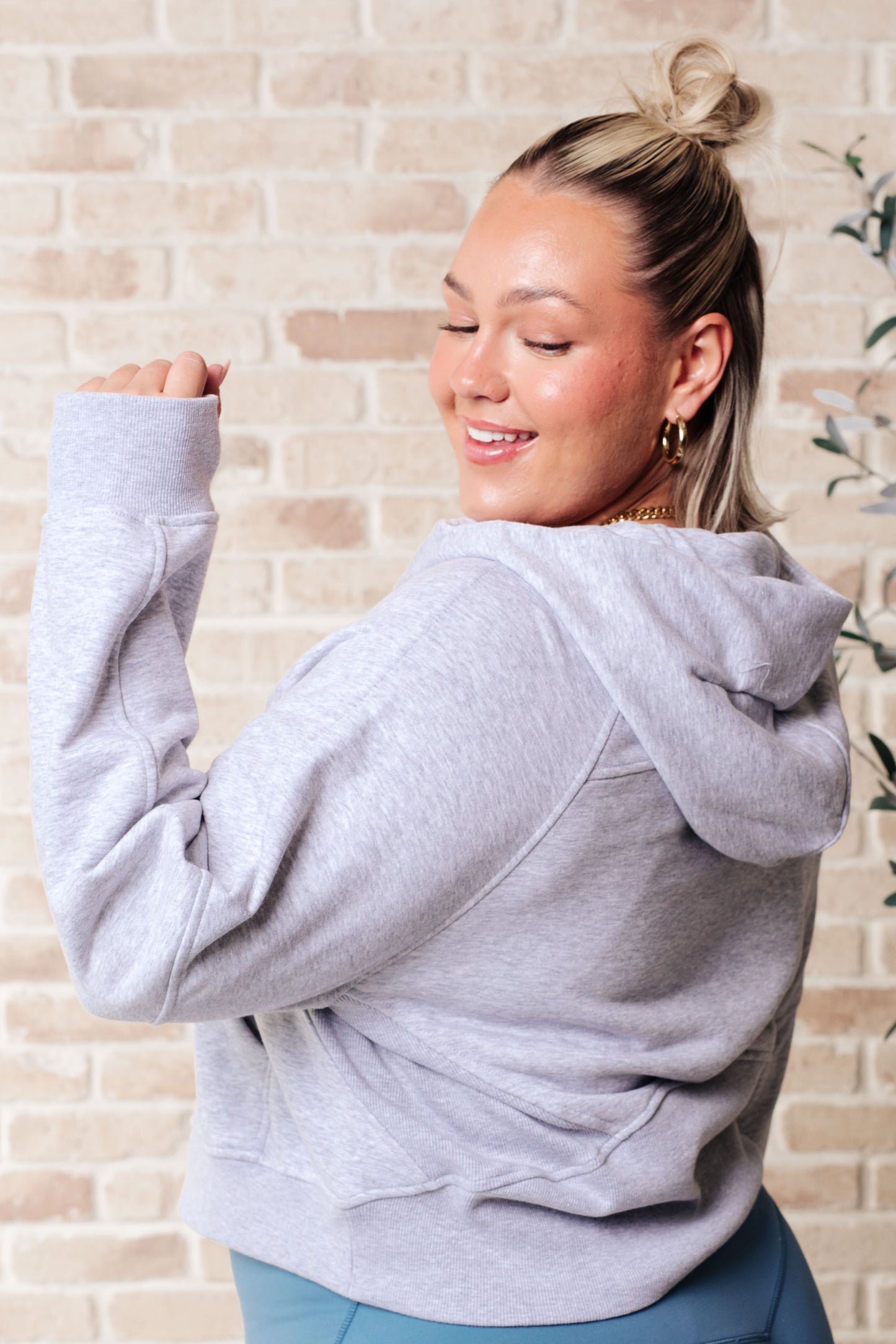 Grey Terry Cloth Hooded Pullover Working Up A Sweat