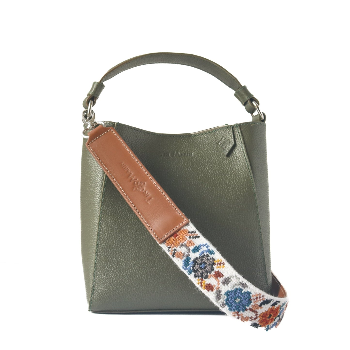 Mai Flowers Leather Woven Bag Strap