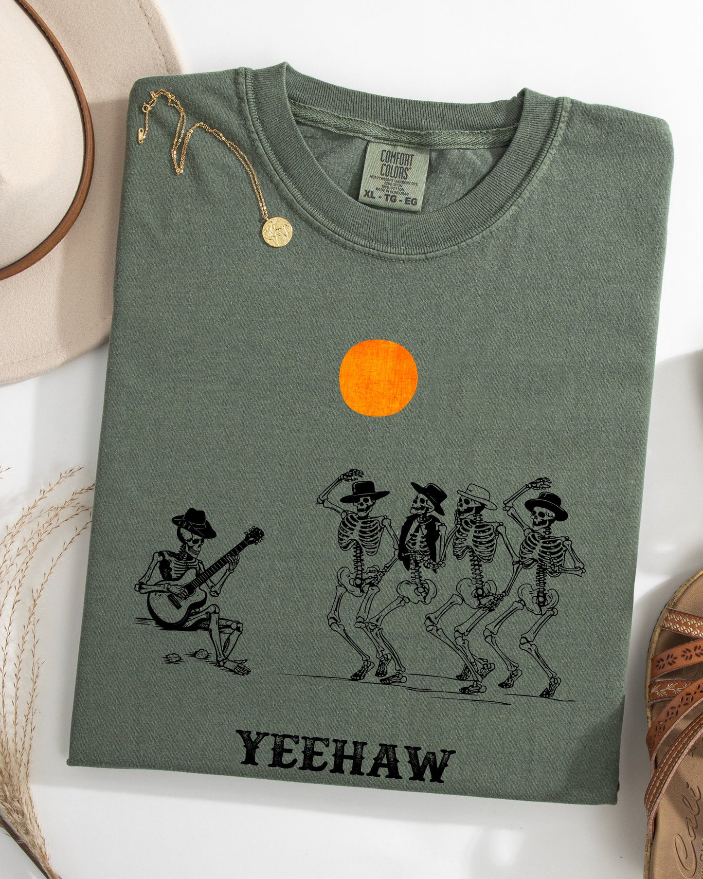 Yeehaw, Dancing Skeletons, Halloween, Country, Western, Cowboys Shirt Comfort Colors T-Shirt