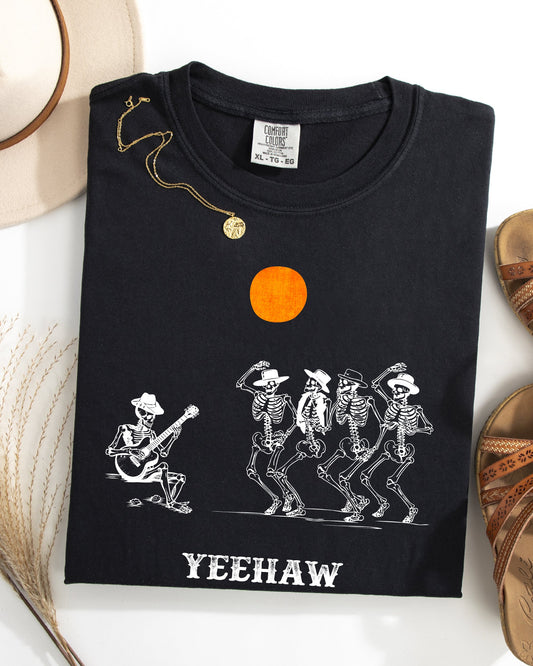 Yeehaw, Dancing Skeletons, Halloween, Country, Western, Cowboys Shirt Comfort Colors T-Shirt