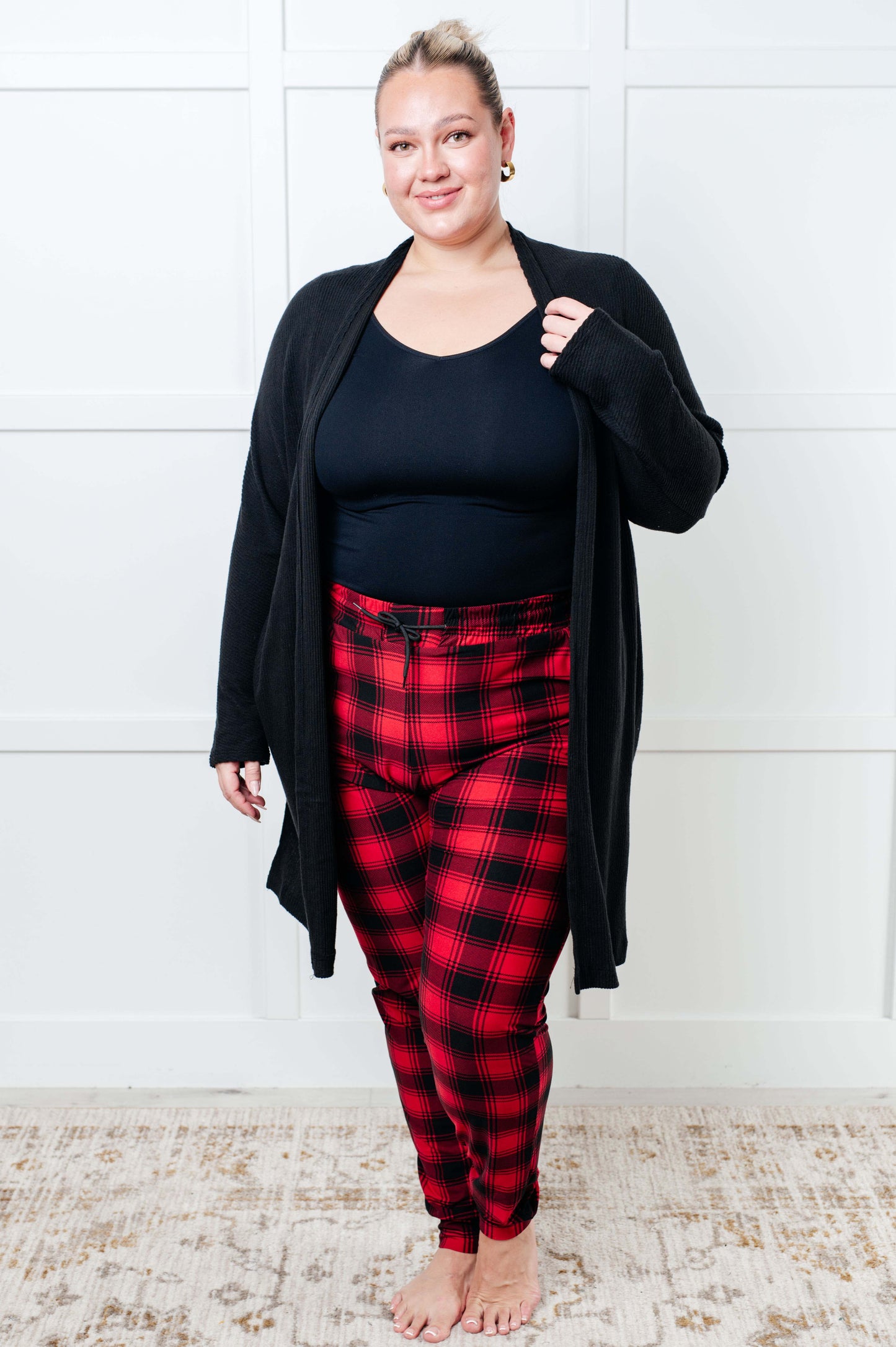 Red Plaid Elastic Waistband Joggers Your New Favorite Joggers