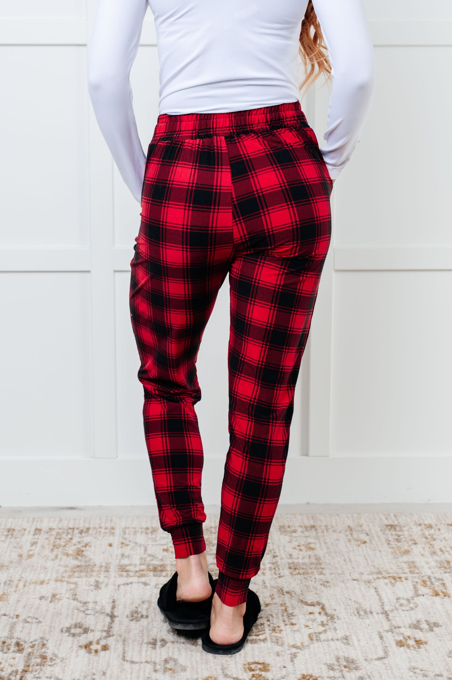 Red Plaid Elastic Waistband Joggers Your New Favorite Joggers