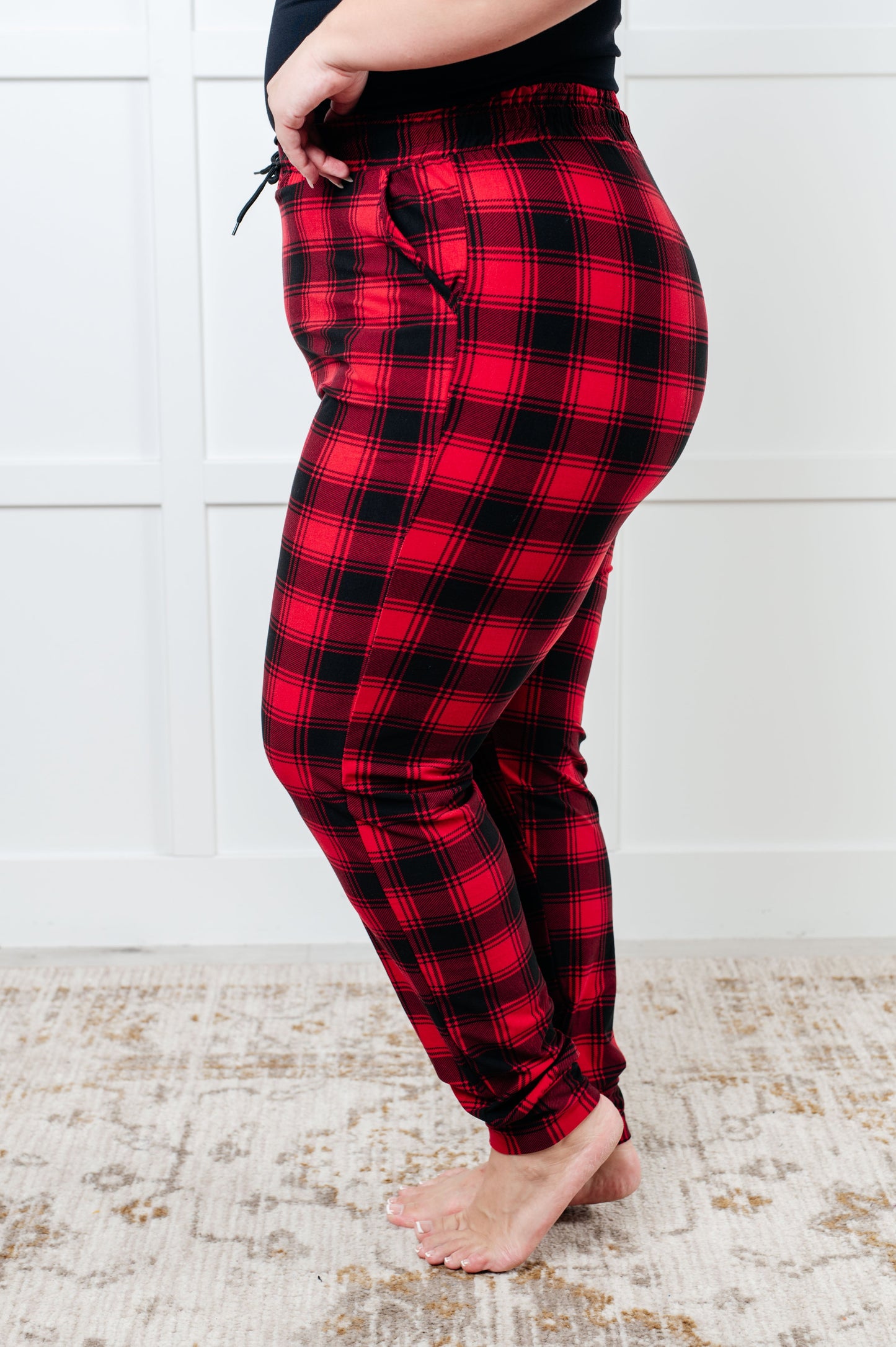 Red Plaid Elastic Waistband Joggers Your New Favorite Joggers