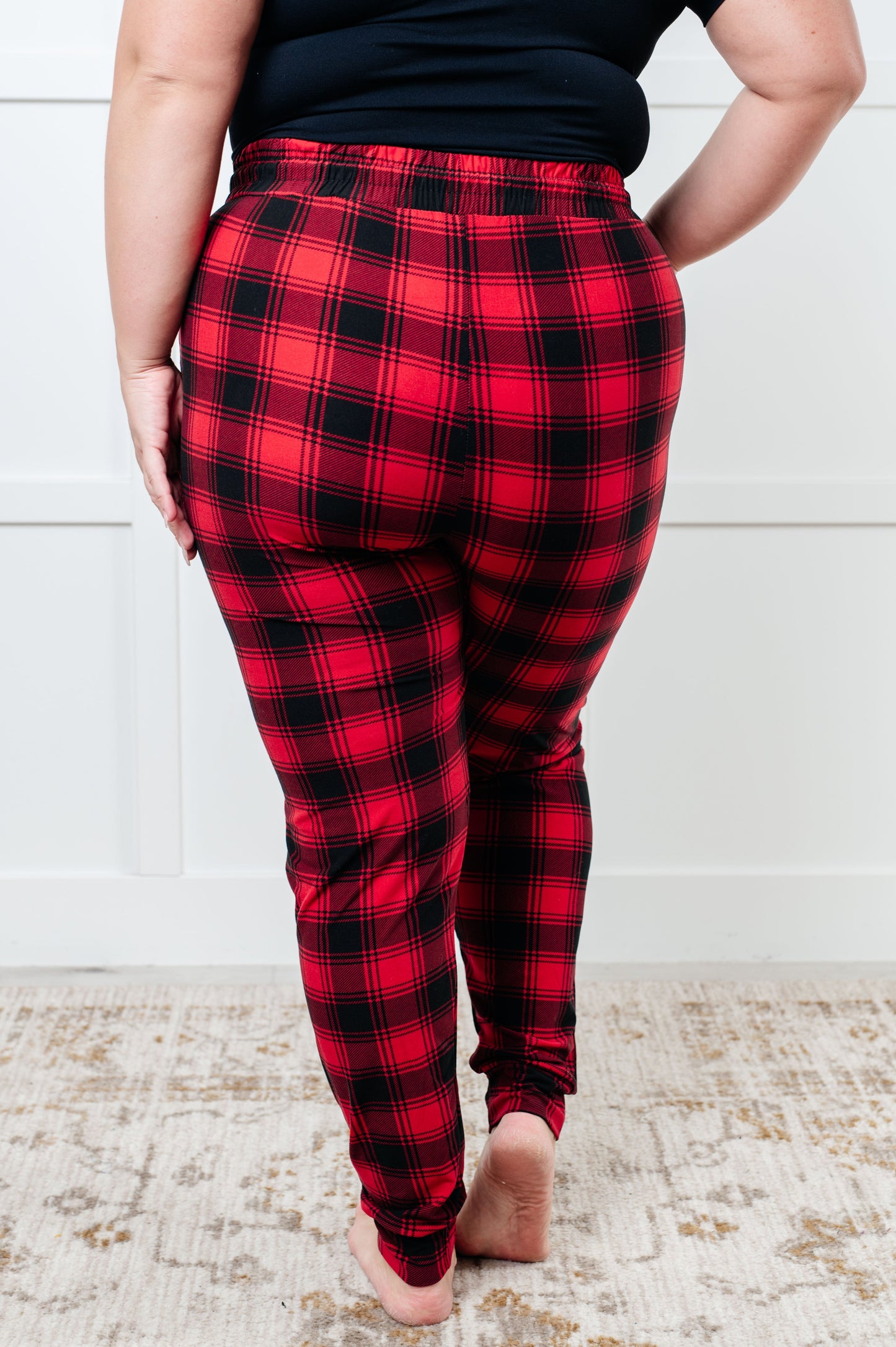 Red Plaid Elastic Waistband Joggers Your New Favorite Joggers