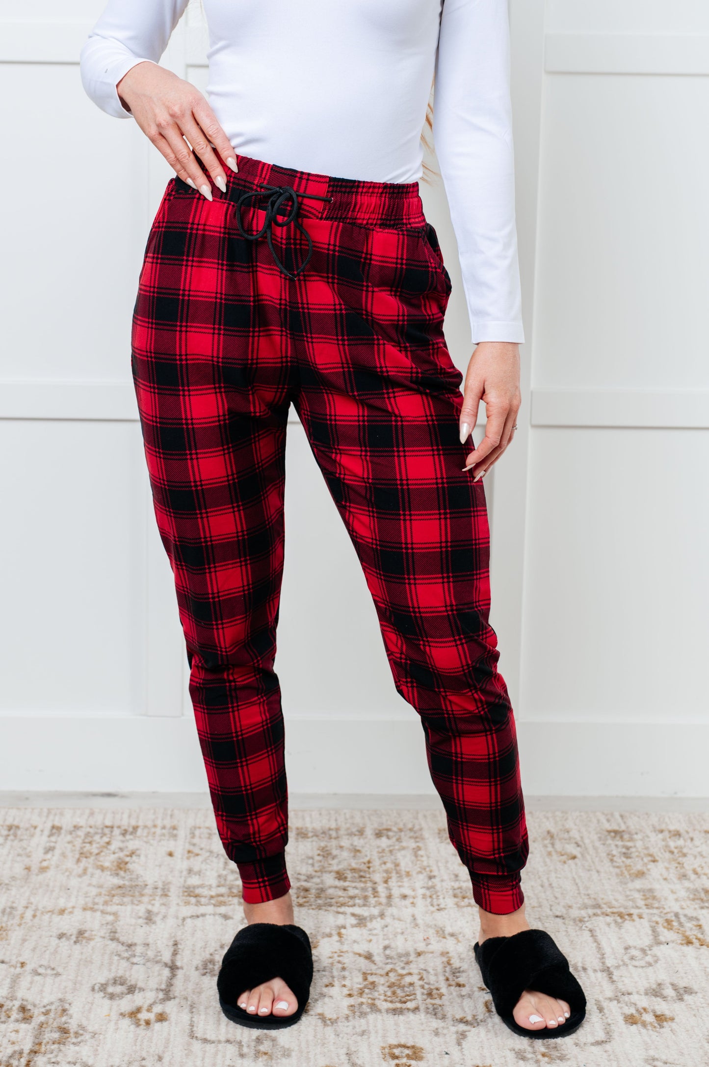 Red Plaid Elastic Waistband Joggers Your New Favorite Joggers