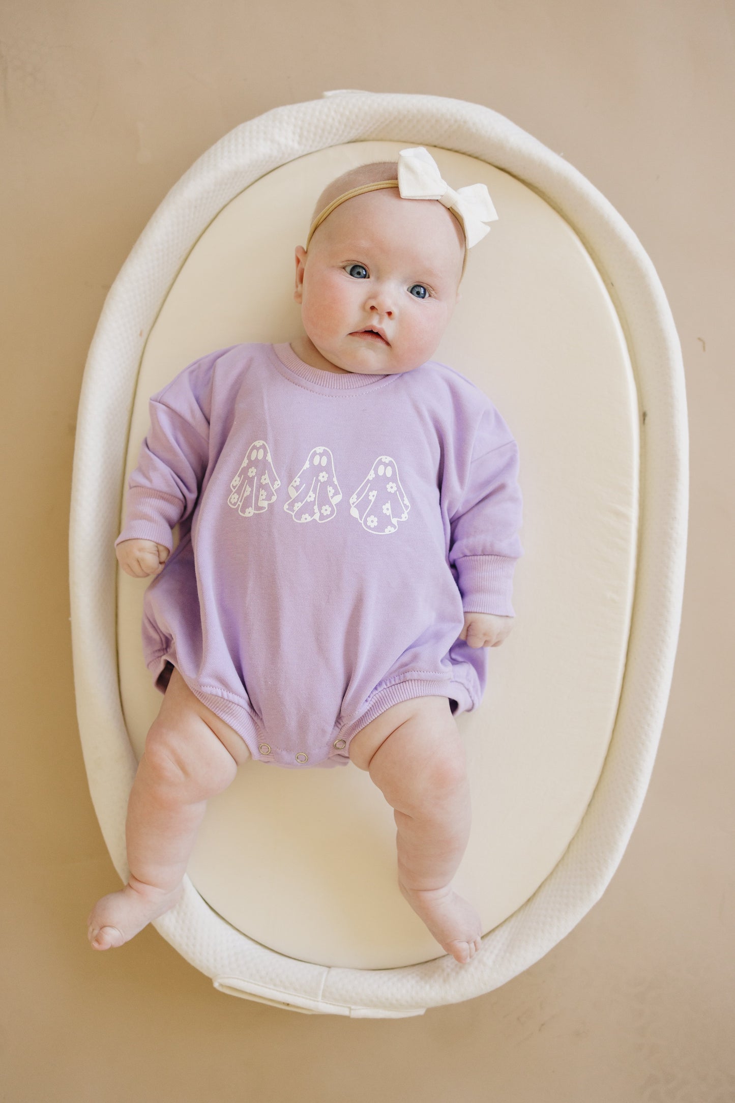 Daisy Ghosts Oversized Halloween Romper High-Quality French Terry Romper Little Joy Co.