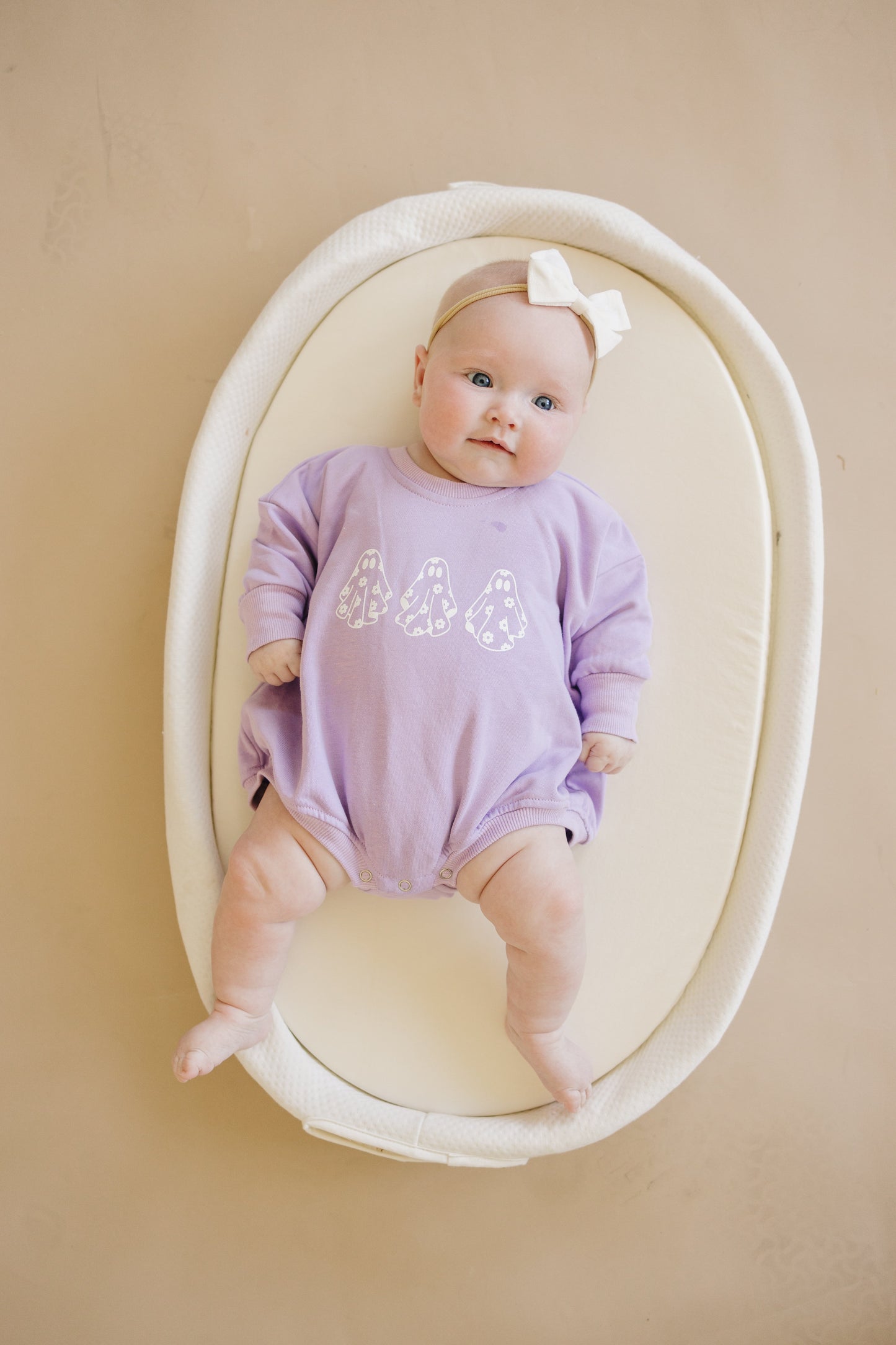 Daisy Ghosts Oversized Halloween Romper High-Quality French Terry Romper Little Joy Co.