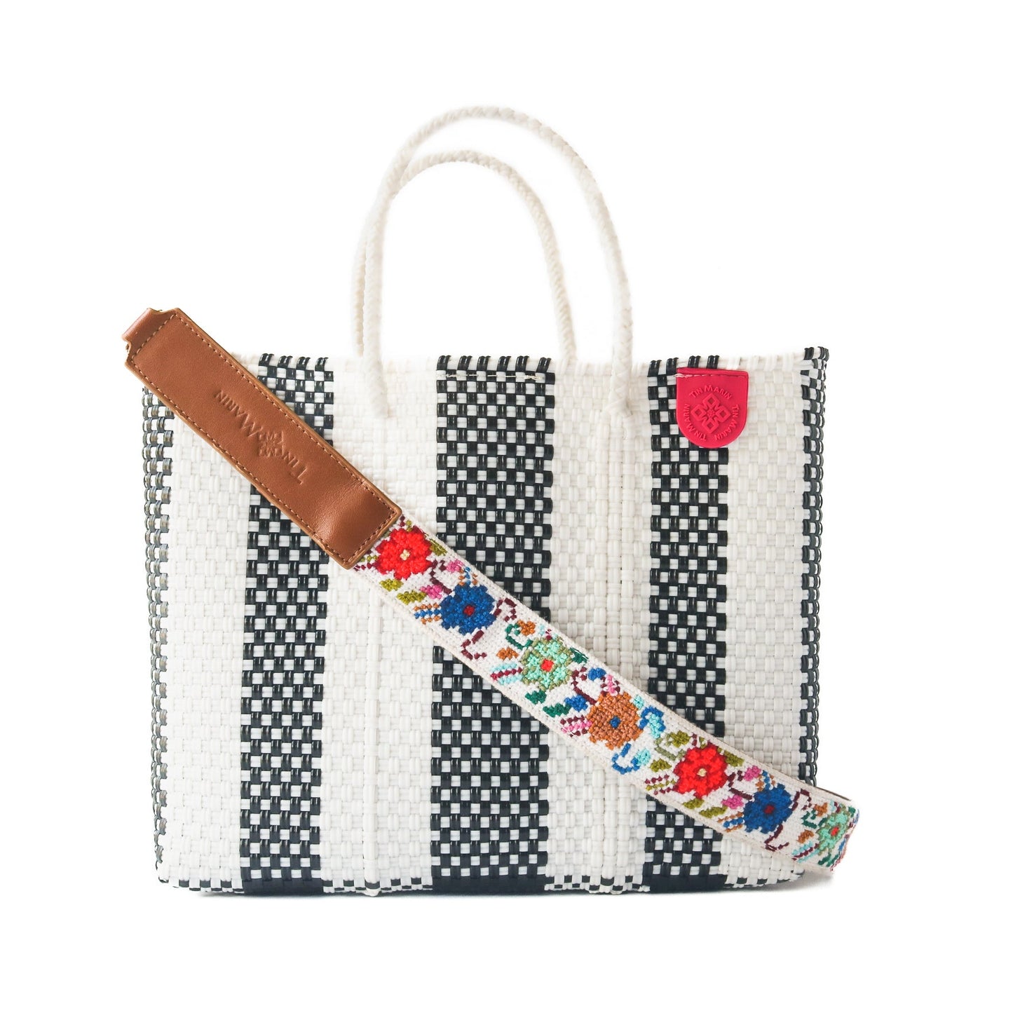 Medium Woven Crossbody Bag Eco-Friendly Handmade Bag Zebra