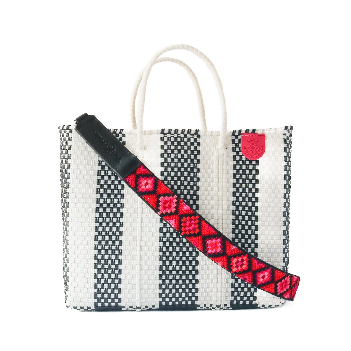 Medium Woven Crossbody Bag Eco-Friendly Handmade Bag Zebra
