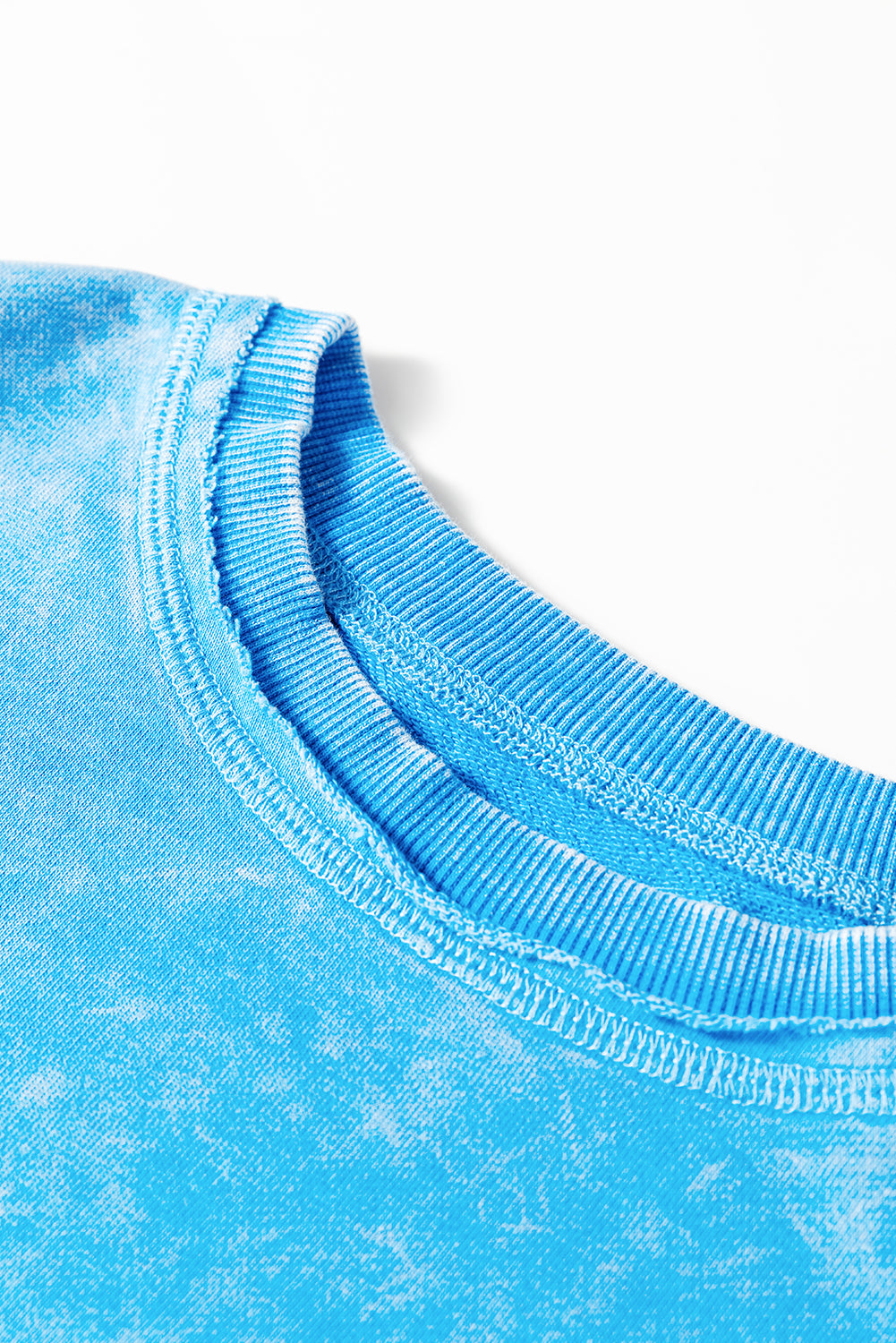 Blue Mineral Wash Double Patched Pocket Pullover Sweatshirt
