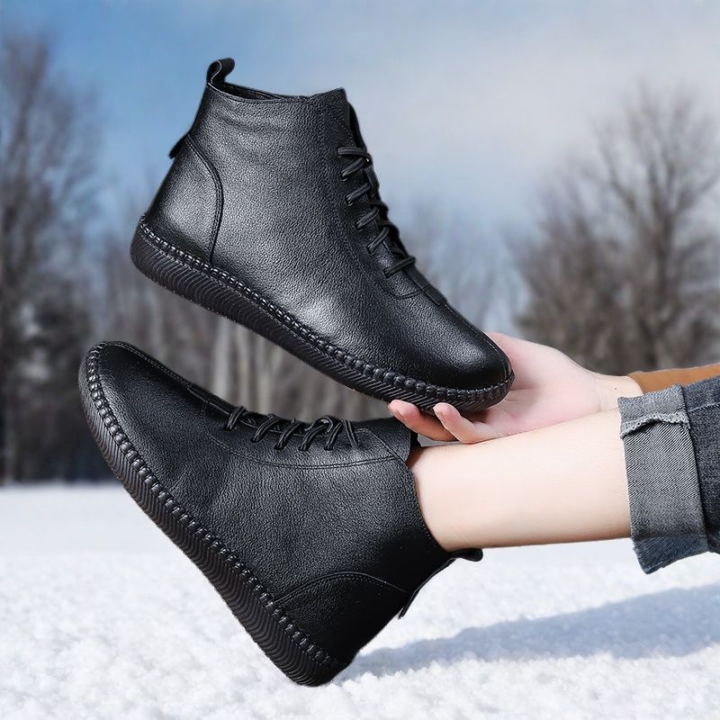 Genuine Leather Soft-Soled Flat Ankle Boots Women’s Stepique