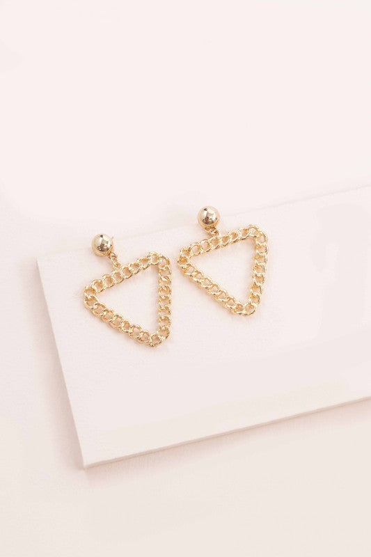 Triangle Chain Link Gold Plated Hoop Earrings The Diamond Empire LLC