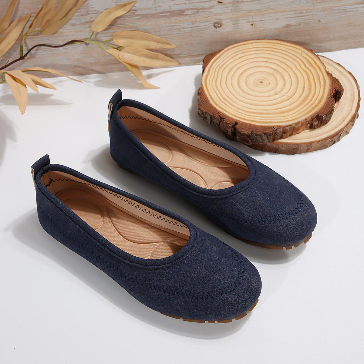 Women’s Low-Cut Round Toe Slip-On Flat Loafers Casual Shoes