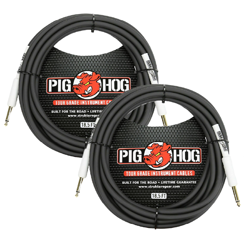 Pig Hog 8mm Tour Grade Instrument Cable 18.6 FT 2 Pack