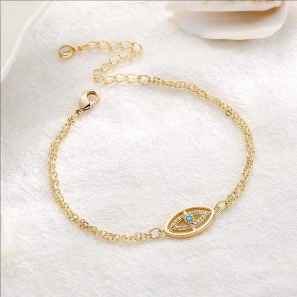 Minimal Evil Eye Silver-Plated Stainless Steel Bracelet