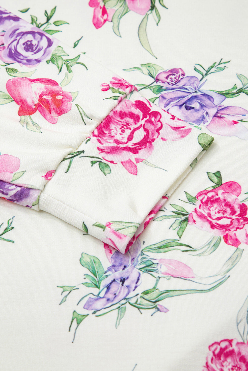 Apricot Floral Print Drawstring Lounge Pants Set Pullover