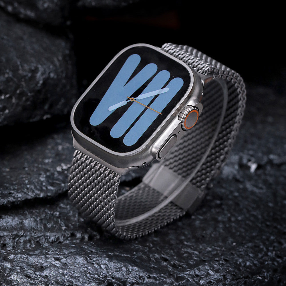 Magnetic Umbrella Buckle Milanese Stainless Steel Strap for Apple Watch