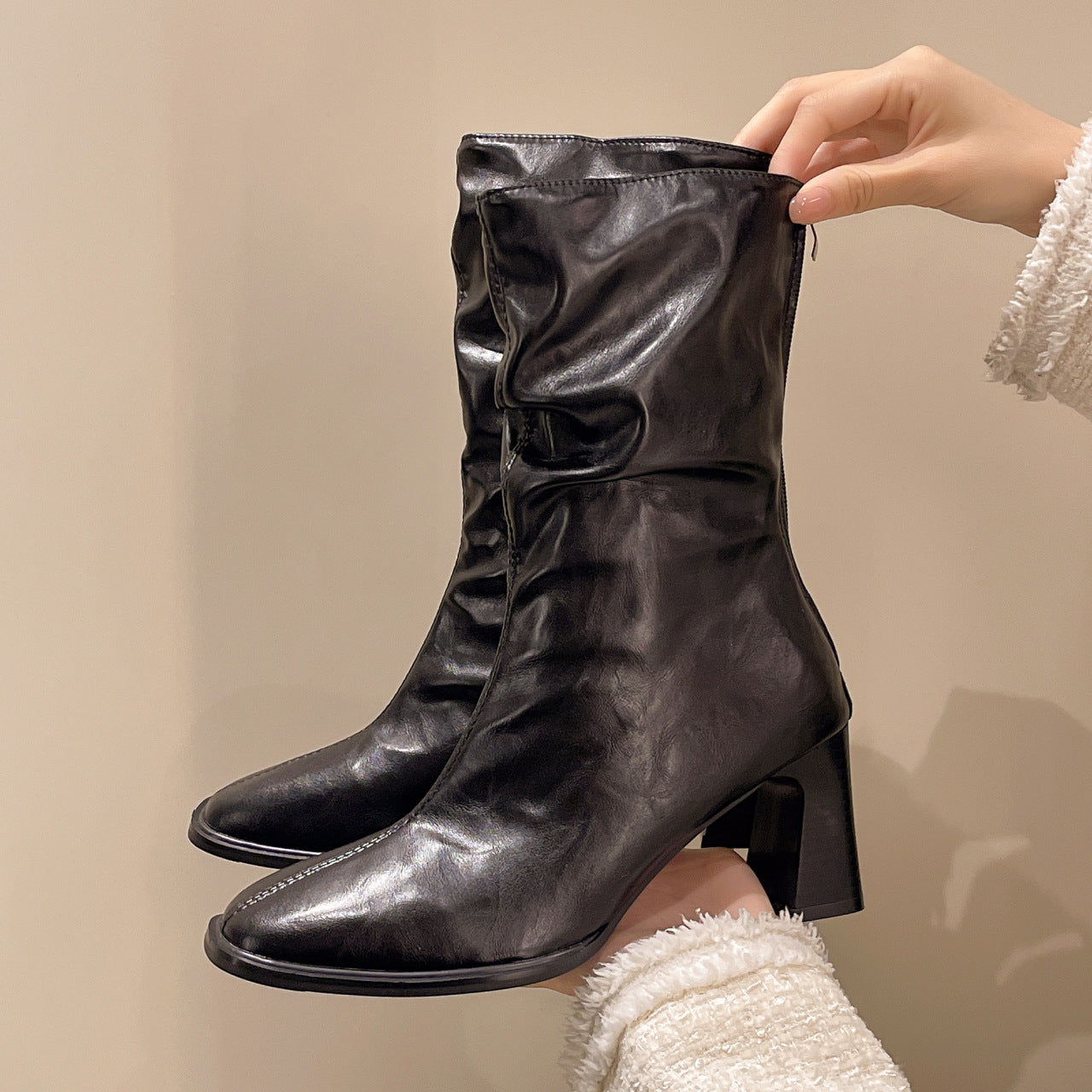 Large Size High Heel Plus-Width Ankle Boots Women’s Autumn/Winter