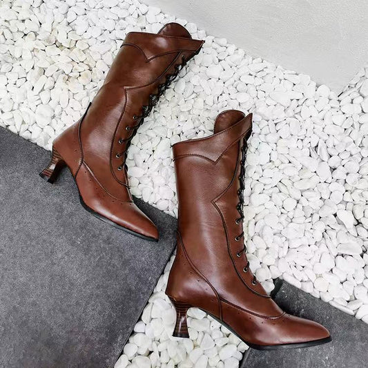 Lace-Up Wine-Cup Heel Large-Size Women’s Martin Boots