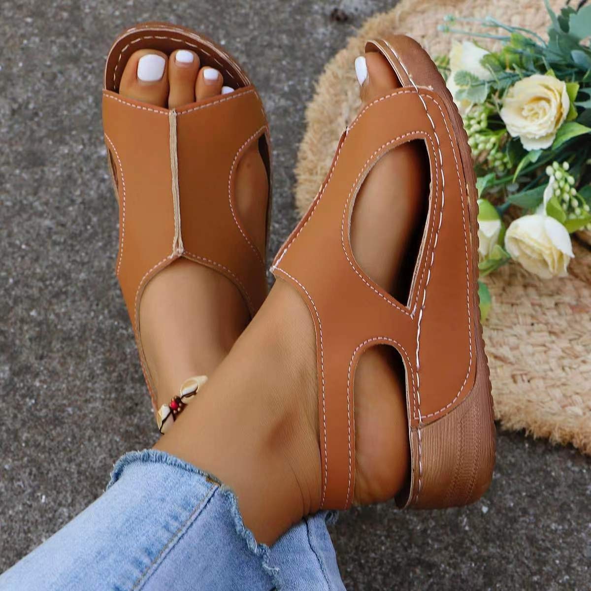 Elastic-Band Fish-Mouth Casual Wedges Women’s Summer Sandals