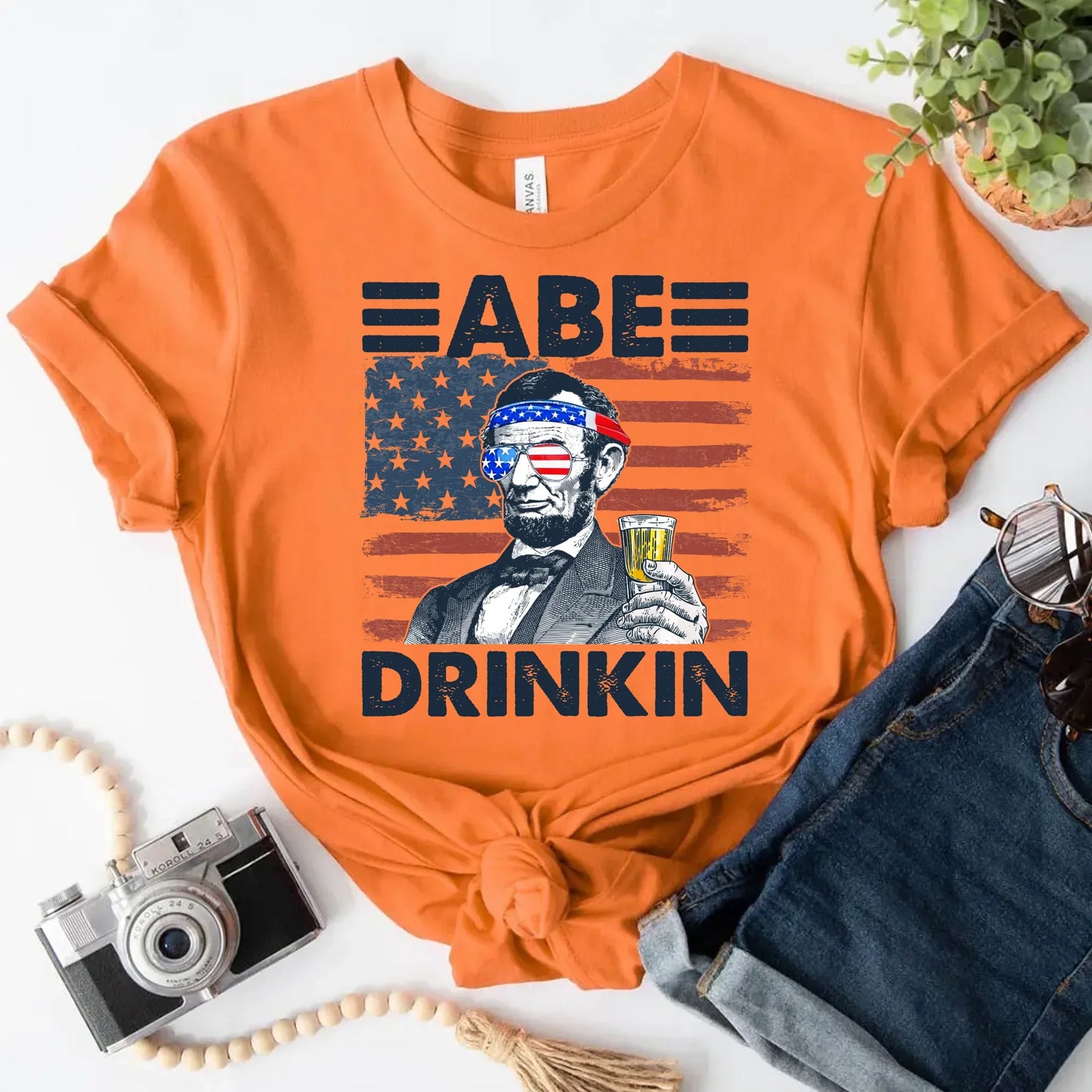 Abe Drinkin Patriotic Drinking Shirt Abraham Lincoln 4th of July Tee