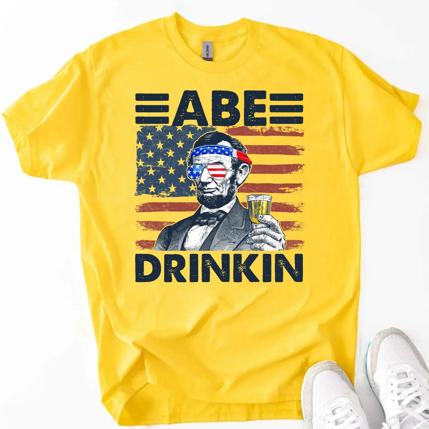 Abe Drinkin Patriotic Drinking Shirt Abraham Lincoln 4th of July Tee
