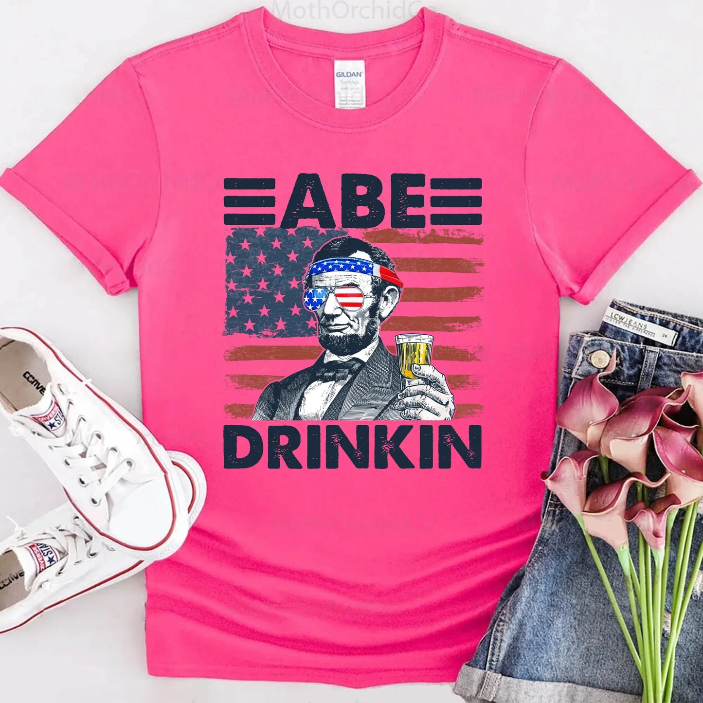 Abe Drinkin Patriotic Drinking Shirt Abraham Lincoln 4th of July Tee