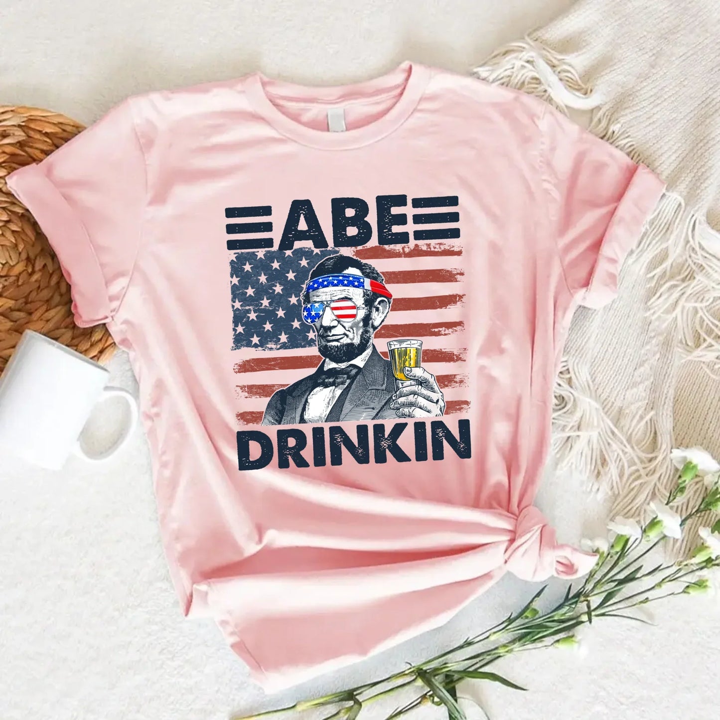 Abe Drinkin Patriotic Drinking Shirt Abraham Lincoln 4th of July Tee