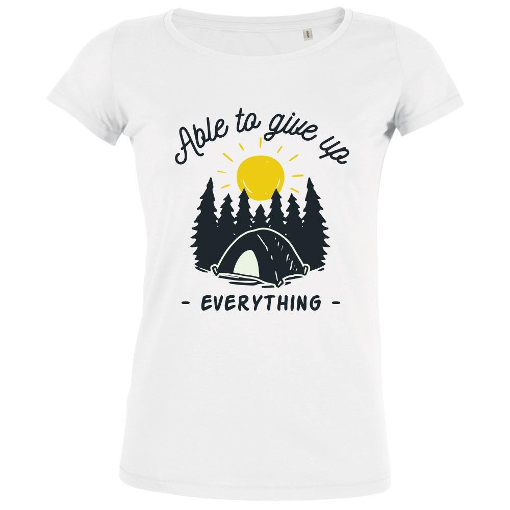 Women’s Organic Cotton Camping Graphic Tee Able To Give Up Everything