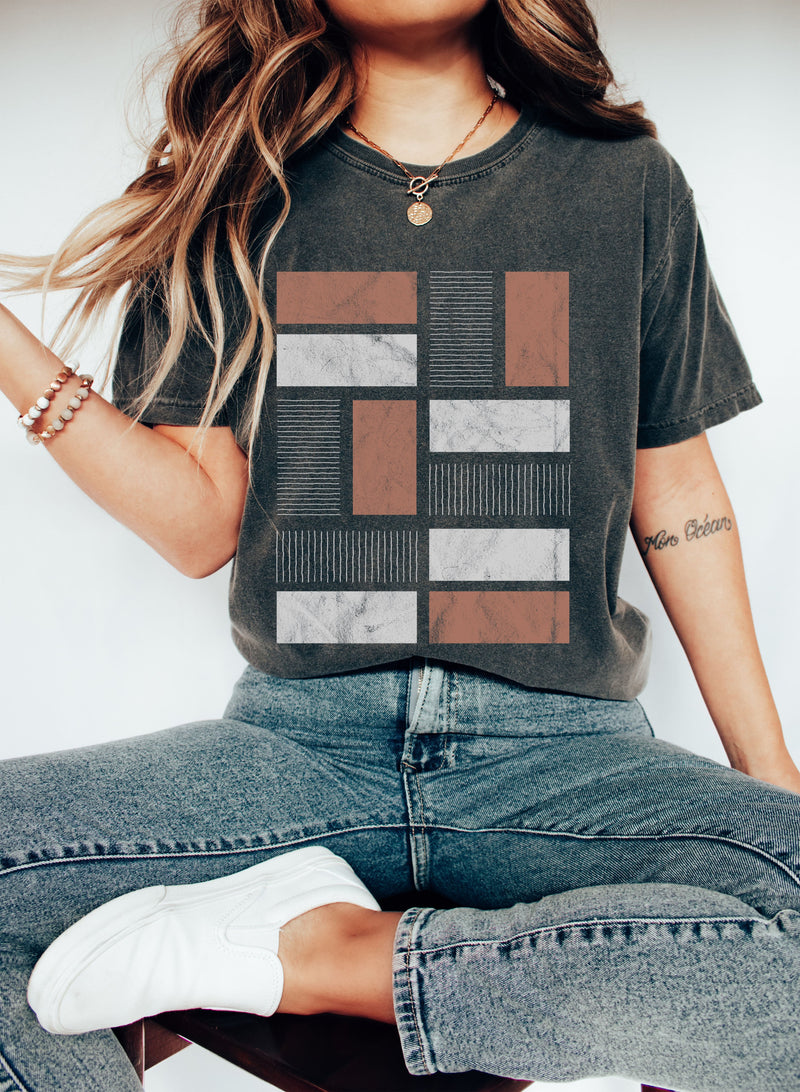 Abstract Geometric Rectangle Print Comfort Colors Tshirt Unisex Tee