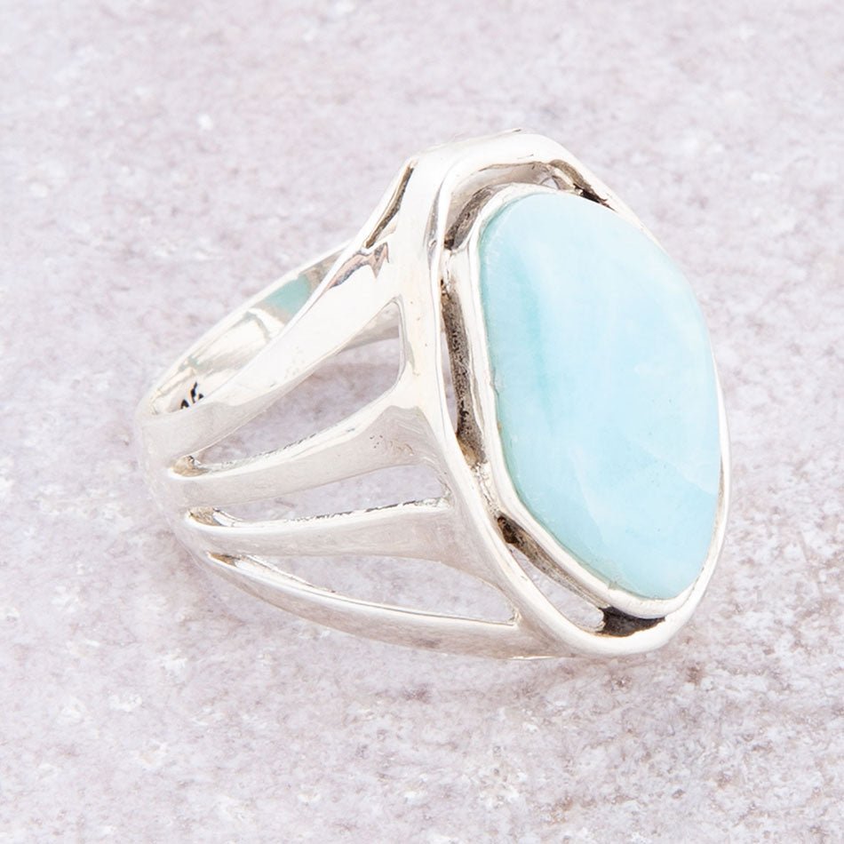 Blue Larimar Sterling Silver Statement Ring Abstract Barse Jewelry