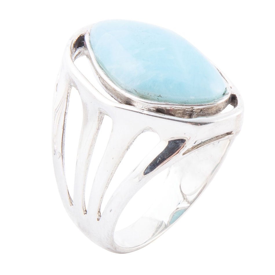 Blue Larimar Sterling Silver Statement Ring Abstract Barse Jewelry